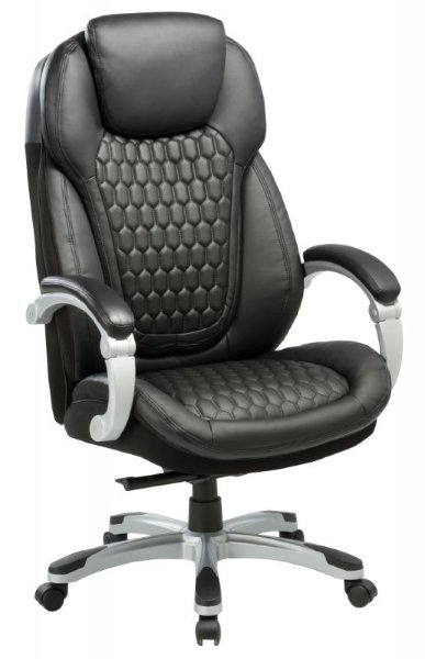Кресло руководителя Бюрократ T-9917/BLACK черный кожа/кожзам (пластик серебро), усиленное до 181 кг