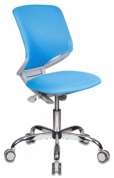 Кресло детское Бюрократ KD-7/TW-55 голубой TW-55 крестовина хром колеса серый (пластик серый)