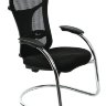 Кресло посетителя Бюрократ CH-999AV низкая спинка, черный, сетка эргономичная, полозья хром