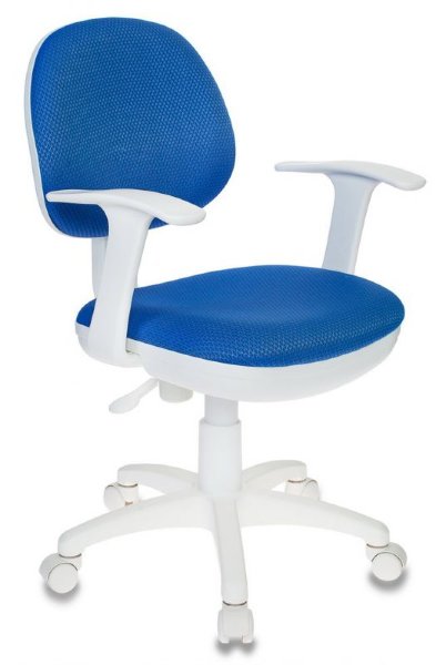Кресло детское Бюрократ CH-W356AXSN/BLUE темно-синий V398-86 колеса белый/синий (пластик белый)