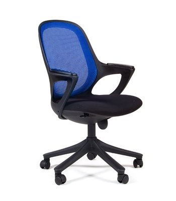 Кресло CHAIRMAN 820 (CH-820) черный пластик, синяя ткань