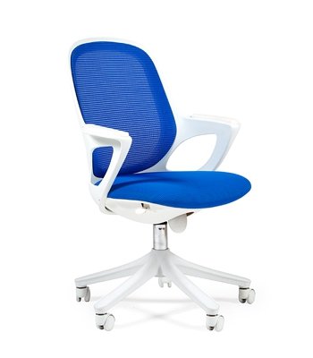 Кресло CHAIRMAN 820 white (CH-820 white) белый пластик, синяя ткань