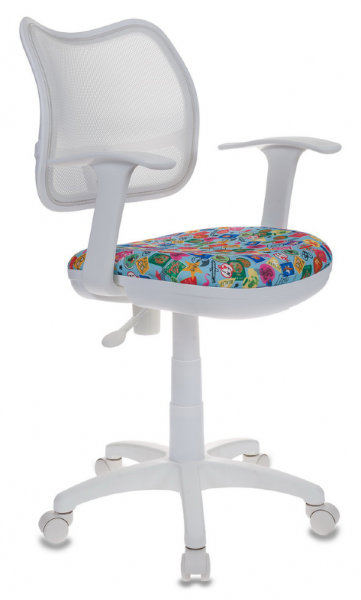 Кресло детское Бюрократ CH-W797/WH/MARK-LB спинка сетка белый сиденье голубой марки (пластик белый)