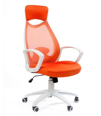 Кресло для руководителя CHAIRMAN 840 (CH-840) (белый пластик, оранжевая обивка)