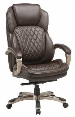 Кресло руководителя Бюрократ T-9915/BROWN коричневый кожа/кожзам (пластик золото), усиленное до 181 кг
