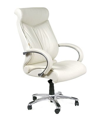 Кресло CHAIRMAN CH-420 (СН-420) Натуральная кожа цвет белый