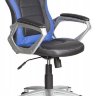 Кресло игровое Бюрократ CH-825S/Black+Bl черный синий вставка иск.кожа (пластик серебристый)