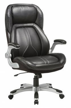 Кресло руководителя Бюрократ T-9919A/BLACK черный кожа, кожзам (пластик серебро), усиленное до 181 кг