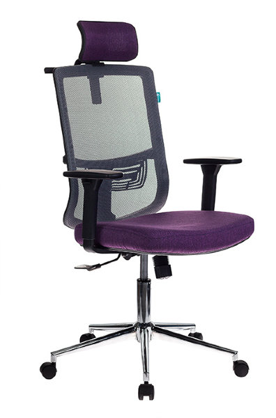 Кресло руководителя Бюрократ MC-612-H/DG/VIOLET серый TW-04 сиденье фиолетовый BAHAMA крестовина хром