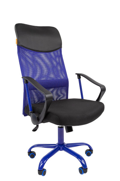 Офисное кресло CHAIRMAN 610 CMet ткань 15-21 черный + TW синий/CMet