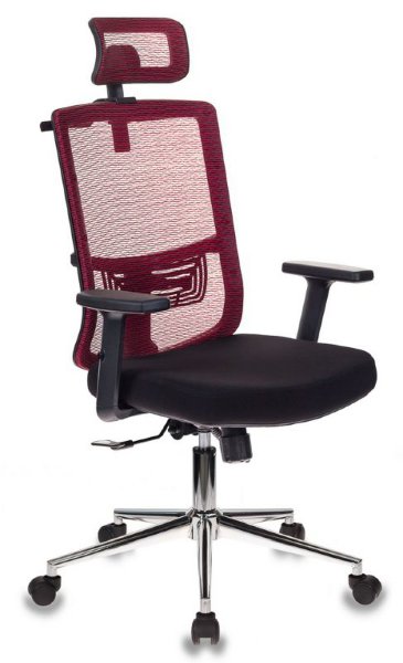 Кресло руководителя Бюрократ MC-612-H/R/26-B01 красный BM-12 сиденье черный 26-В01 сетка/ткань крестовина хром