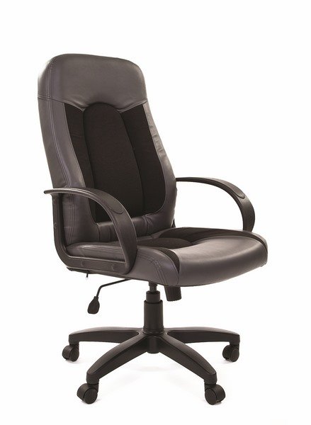 Кресло руководителя CHAIRMAN 429 (CH-429) серая эко-кожа, черная ткань