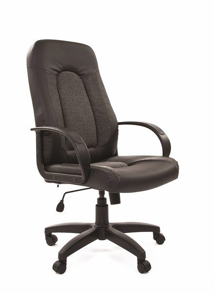 Кресло руководителя CHAIRMAN 429 (CH-429) черная эко-кожа, серая ткань