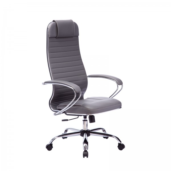 Кресло Metta Комплект 6 серый, кожа New-Leather, крестовина хром Ch