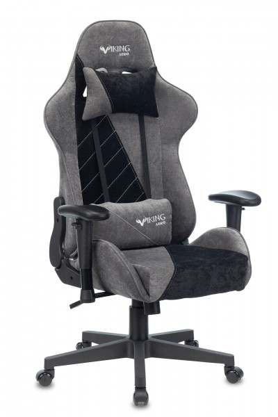 Кресло игровое Бюрократ VIKING X Fabric серый/черный с подголов. крестовина пластик (VIKING X BLACK)