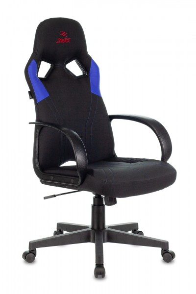 Кресло игровое Бюрократ ZOMBIE RUNNER BLUE черный/синий текстиль/эко.кожа крестовина пластик