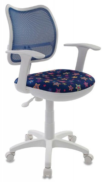 Кресло детское Бюрократ CH-W797/BL/STAR-BL  спинка сетка синий звезды STAR-BL (пластик белый)
