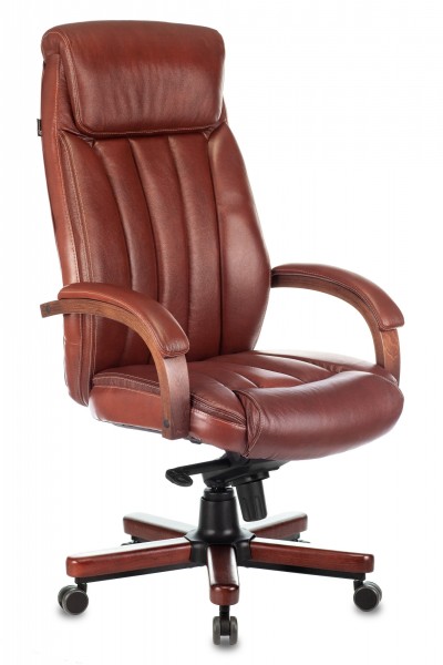 Кресло руководителя Бюрократ T-9922WALNUT светло-коричневый Leather Eichel кожа крестовина металл/дерево (T-9922WALNUT/CHOK)
