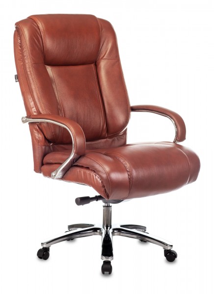Кресло руководителя Бюрократ T-9925SL светло-коричневый Leather Eichel кожа крестовина металл хром (T-9925SL/CHOKOLATE)