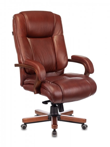 Кресло руководителя Бюрократ T-9925WALNUT светло-коричневый Leather Eichel кожа крестовина металл/дерево (T-9925WALNUT/CHOK)