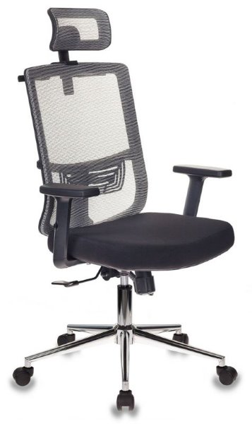 Кресло руководителя Бюрократ MC-612-H/GR/26-B01 серый BM-10 сиденье черный 26-В01 сетка/ткань крестовина хром