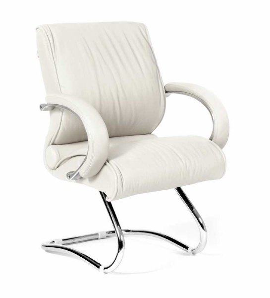 Кресло посетителя CHAIRMAN 445 (CH-445) (СН-445) кожа, цвет белый