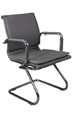 Кресло посетителя Бюрократ CH-993-Low-V/grey низкая спинка серый искусственная кожа полозья хром