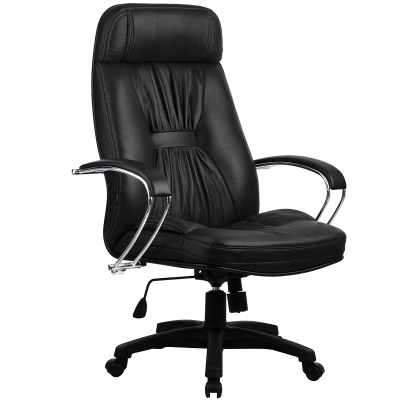 Кресло Metta LK-7 CH 721 кожа New-Leather черный, крестовина хром