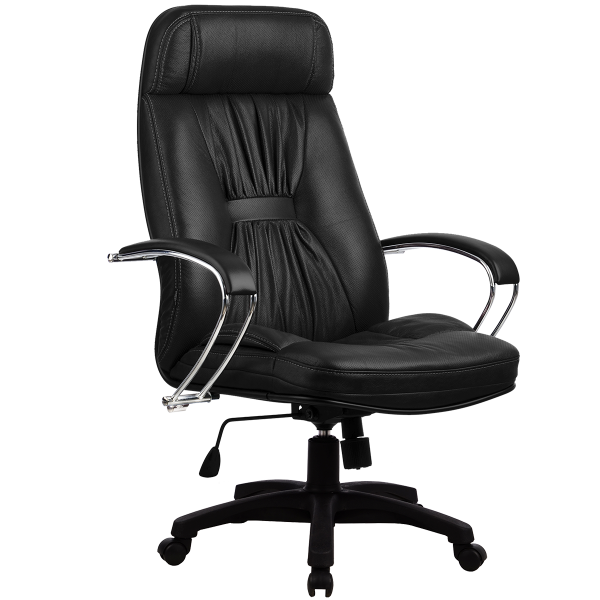 Кресло Metta LK-7 CH 721 кожа New-Leather черный, крестовина хром