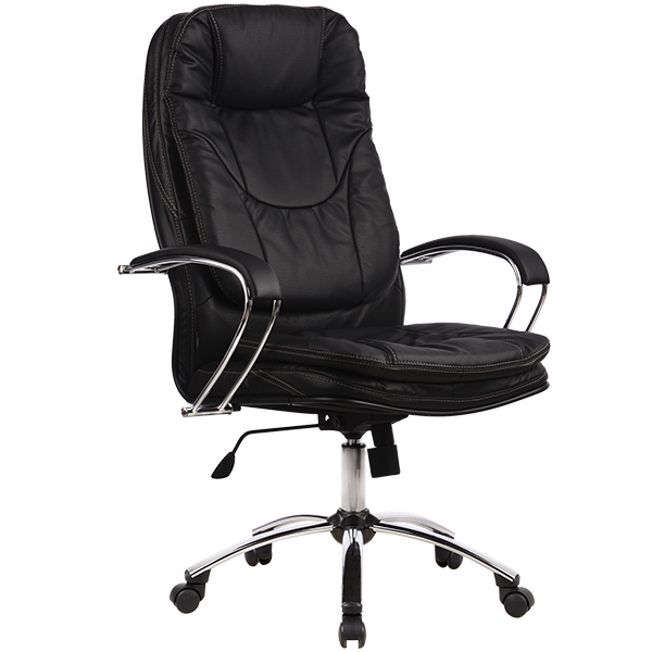 Кресло Metta LK-11 CH 721 кожа New-Leather черный, крестовина хром