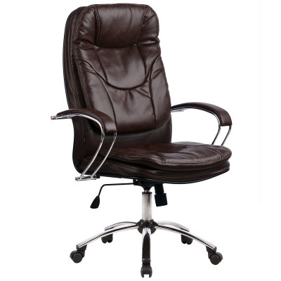 Кресло Metta LK-11 CH 723 кожа New-Leather коричневый, крестовина хром