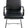 Кресло посетителя Бюрократ CH-993-Low-V/black (черная иск.кожа, низкая спинка,  полозья хром)