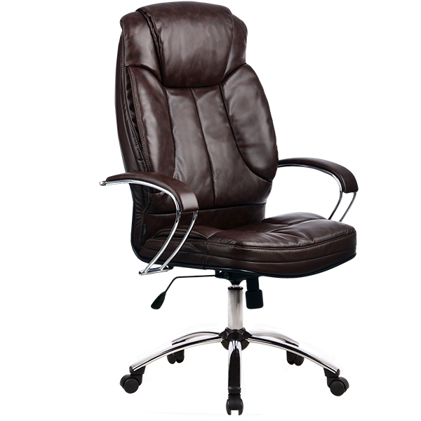 Кресло Metta LK-12 CH 723 кожа New-Leather коричневый, крестовина хром