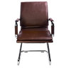 Кресло посетителя Бюрократ CH-993-Low-V/brown (коричневая иск.кожа, низкая спинка,  полозья хром)
