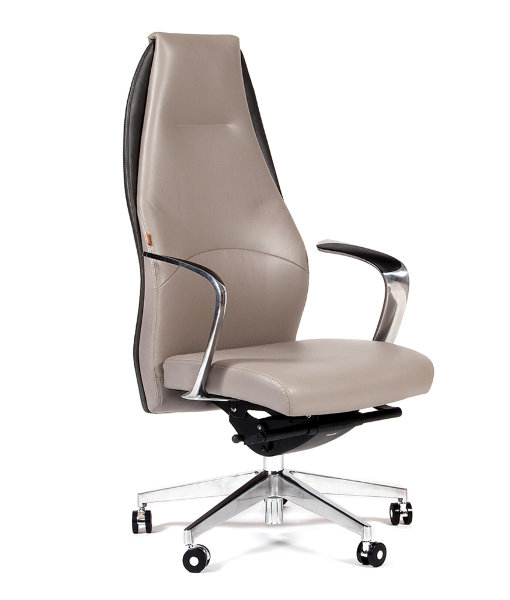 Офисное кресло CHAIRMAN BASIC кожа/кз, светло-серый/темно-серый N