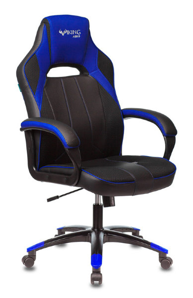 Кресло игровое Бюрократ VIKING 2 AERO BLUE черный/синий искусственная кожа