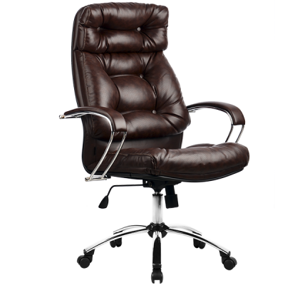 Кресло Metta LK-14 CH 723 кожа New-Leather коричневый, крестовина хром
