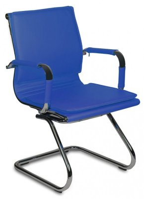 Кресло посетителя Бюрократ CH-993-Low-V/blue низкая спинка синий искусственная кожа полозья хром