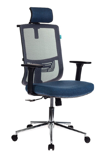 Кресло руководителя Бюрократ MC-612-H/DG/DENIM серый TW-04 сиденье синий BAHAMA крестовина хром
