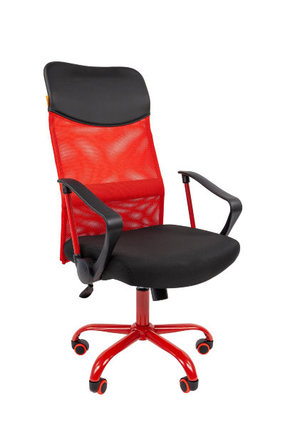 Офисное кресло CHAIRMAN 610 CMet ткань 15-21 черный + TW красный /CMet