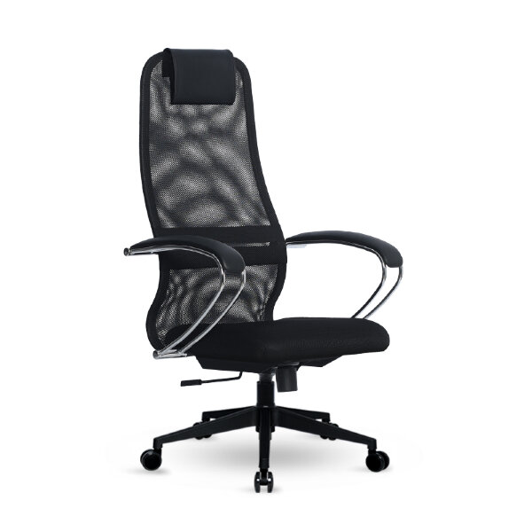 Кресло Metta S-BK 8 черный, сетка/ткань, крестовина пластик Pl-2