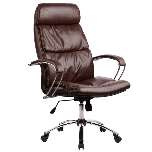 Кресло Metta LK-15 CH 723 кожа New-Leather коричневый, крестовина хром