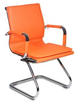 Кресло на полозьях Бюрократ CH-993-Low-V/orange низкая спинка оранжевый искусственная кожа полозья хром