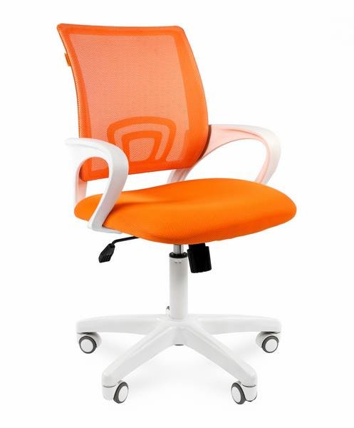 Офисное кресло Chairman 696 белый пластик, оранжевая ткань TW-16/TW-66