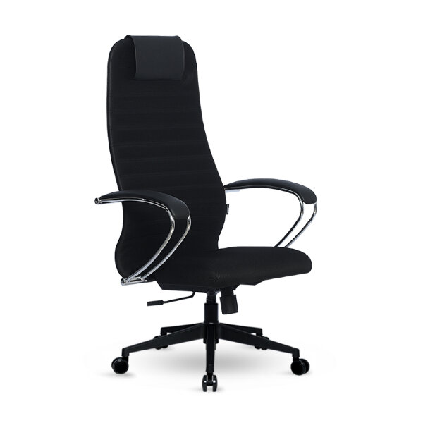 Кресло Metta S-BK 10 черный, сетка/ткань, крестовина пластик Pl-2