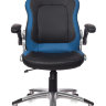 Кресло руководителя Бюрократ CH-825A/BLACK+BL вставки синий сиденье черный искусственная кожа (пластик серебро)