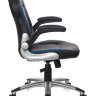 Кресло руководителя Бюрократ CH-825A/BLACK+BL вставки синий сиденье черный искусственная кожа (пластик серебро)
