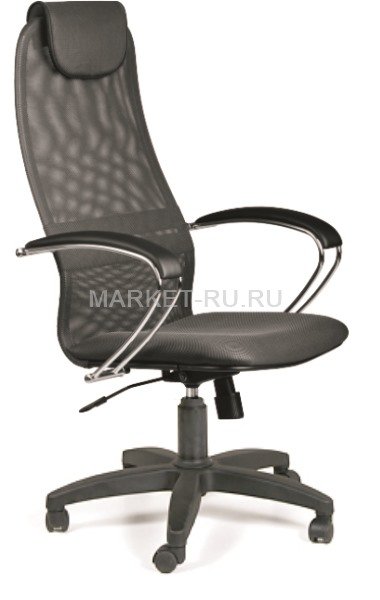 Кресло руководителя Metta bk-8 PL 21 серый № 21, хромированный каркас