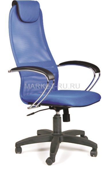 Кресло руководителя Metta bk-8 PL 23 синий № 23, хромированный каркас