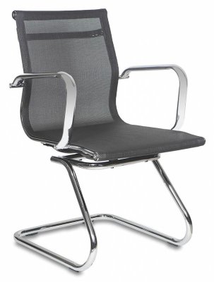 Кресло на полозьях Бюрократ CH-993-LOW-V/M01 низкая спинка, черная сетка, полозья хром